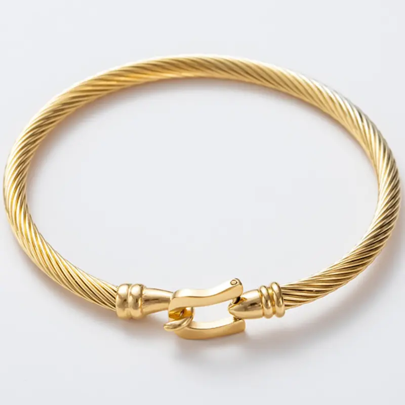 Vintage Minimalism Casual Luxurious Golden Horseshoe Buckle Bangle, Elegant Minimalist Bangle, Fashion Jewelry for Party, Daily Clothing Decor, Trendy All-match & Exquisite Jewelry for Birthday Gift, Bangle Bracelet, Trendy Bangles