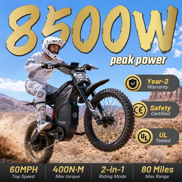 BIBUFF GT600 Off-Road Adult Ebike, Full Suspension 7500W/8500W E-Bike with 72V 30Ah Genuine LG Lithium Battery, Hydraulic Brakes, 60 MPH Speed, 2-in-1 Riding Mode, 80 Mi Range for Outdoor Rides dirt bikes e bikes