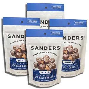 Sanders Small Batch Mini Creamy Milk Chocolate Sea Salt Caramels Snack Sweet, 3.75 Oz 4 Bags, 3 Months Freshness Period