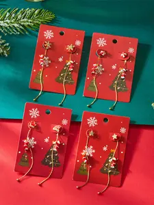 Fashion Creative Climbing Santa Tassel Earrings Set, 4 Pairs Christmas Jewelry, Festive Holiday Accessories, Unisex Xmas Gifts