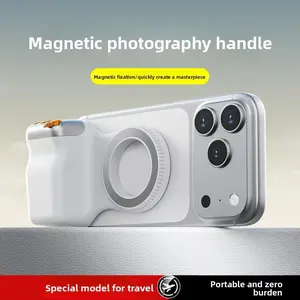Magnetic Camera Grip for Smartphone, Wireless Bluetooth Photography Handle with Remote Control, MagSafe Phone Stabilizer, Portable Handheld Selfie Grip, Zoom Shooting Assistant for iPhone Android Travel Vlog Outdoor Recording