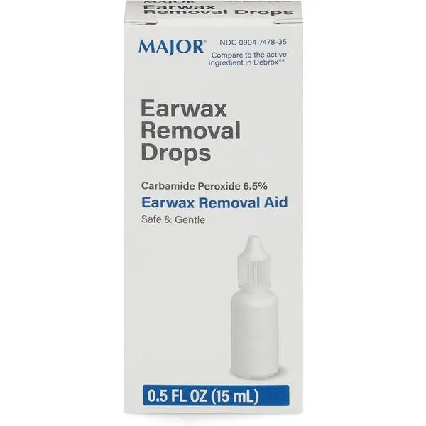 MAJOR Earwax Removal Drops with 6.5% Carbamide Peroxide - Gentle & Safe Earwax Removal Aid for Adults & Children 12+ - Ear Cleaning Solution, 0.5 Fl. Oz. (15mL)(Pack of 1)