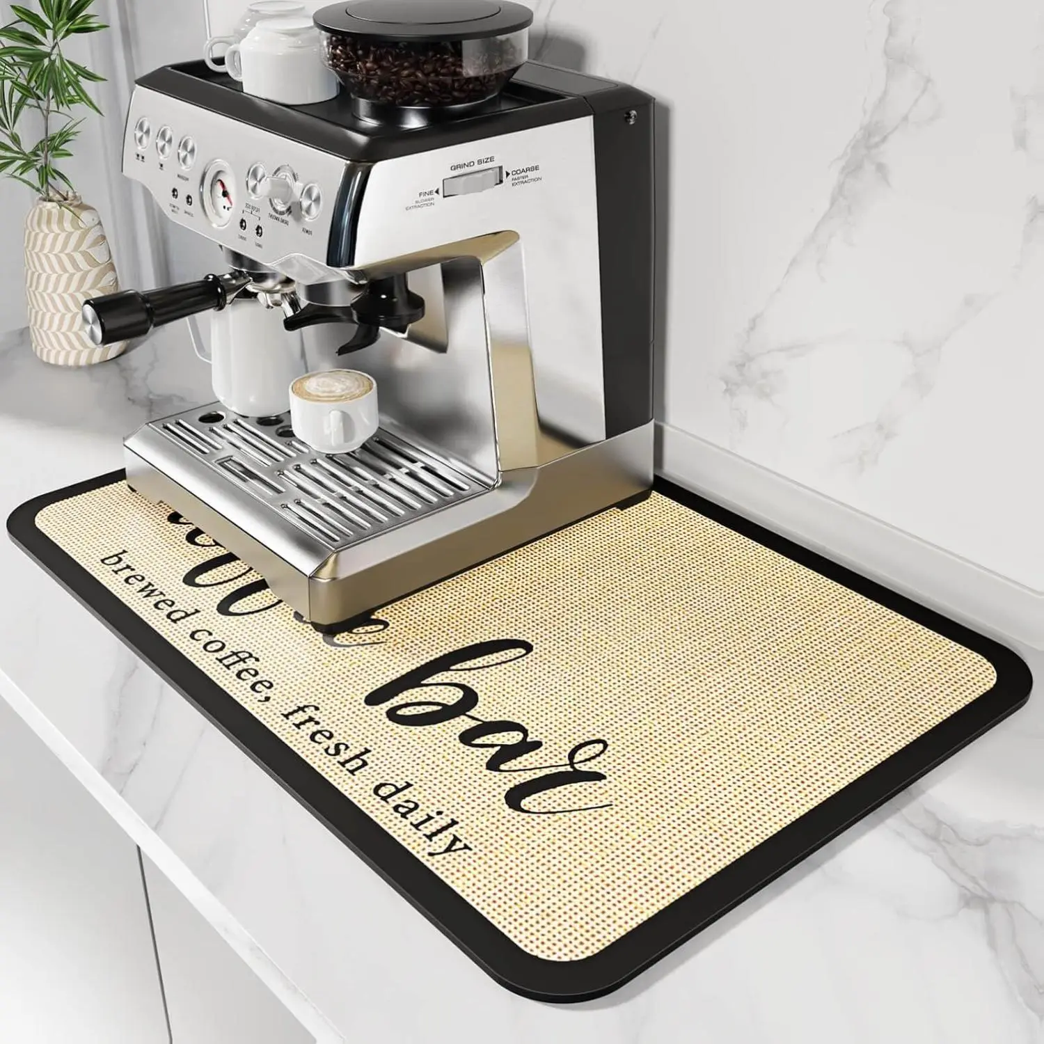 Coffee Mat Coffee Bar Mat Hide Stain Absorbent Drying Mat with Waterproof Rubber Backing Fit Under Coffee Maker Machine Pot Espresso Machine Coffee Bar Accessories-12"x19"