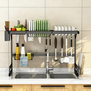 KUAOOAUK is suitable for storage spaces above the kitchen sink, ZZBIQS dish drying rack, 2-tier large stainless steel dish drainer