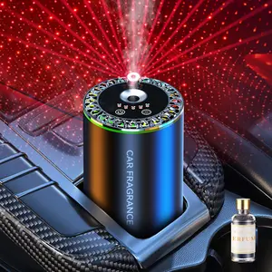 Smart Car Air Freshener, Car Air Freshener Diffuser With Starry Sky Projection and 50ml Perfume, Auto On/Off Intelligent, 5 Mode Adjustable Rechargeable Aroma Diffuser