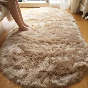 Oval Shaped Soft Fluffy Rug, 1 Count Non-slip Floor Carpet, Durable Decorative Mat, Decorative Mat for Living Room Bedroom Home Decor, Plush Area Rug for Bedroom, Fluffy Anti-skid Rug, Household Decorative Rug, Furry Soft Rugs