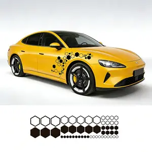 Hexagonal Car Decorative Sticker Creative Personalized Electric Motorcycle Honeycomb High-End Scratch Cover Patch, Stylish Auto Decal Accessory Car Decals