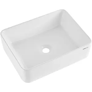 【DealsForYouDays】VEVOR Rectangle Vessel Sink, 19" x 14.7" Bathroom Vessel Sink Countertop, White Ceramic Bathroom Sinks Above Counter, Modern Style, Bright and Elegant, Well-Packaged for Bathroom, Hotel, Toilet, RV