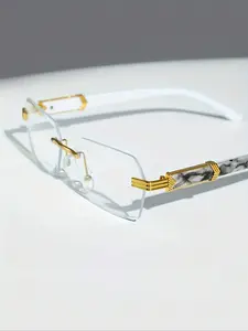 Unisex Minimalist Temperament Marble Pattern Rimless Eyeglasses, Trendy All-match Eyeglasses for Everyday Use, Fashion Accessories for Outdoor Activities, Trendy Casual Eyeglasses