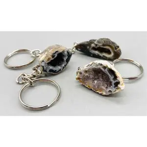 Geode Keychain Natural Crystal Druzy Gift for Daily Carry