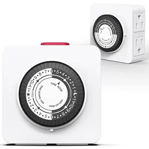 Timers for Electrical Outlets Indoor, 24-Hour Dual Outlet Timer, Christmas Tree Timer Indoor, 3 Prong Light Timers Indoor, Daily Cycle Lamp Timer, 125V 15A, ETL Listed, 2 Pack