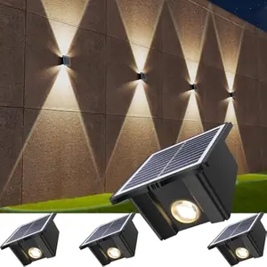 Solar Wall Lights Outdoor 6500K 3000K, 4 Pack 1500mAh Wall Lights Solar Powered, IP65 Outdoor Up and Down Solar Lighting for Wall