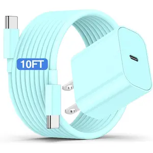 SANPRIO For iPhone 17 Charger, 20W USB C Charging Block with 10ft Type C to C Cable for iPhone 16 Pro/16 Plus/15 Pro Max/15 iPad Wall Plug Power Adapter Cube Brick