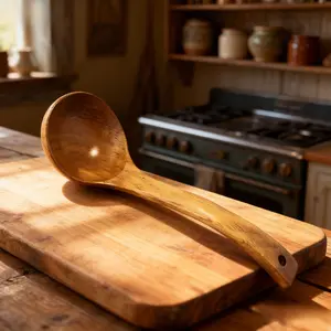 Natural Wood Soup Spoon – Eco-Friendly, 10.5" Serving Spoon for Soup & Tea