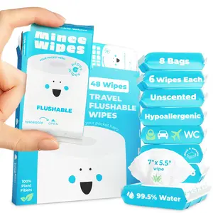 Impossibly Compact Travel Flushable Wipes - 99.5% Water and Aloe - Safe for Sensitive Skin, Hypoallergenic & Unscented - Travel Essentials for Adults, Kids & Baby Care