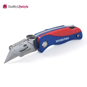 #SpringGlowUp WORKPRO Folding Utility Knife, Quick-Change Box Cutter, Blade Storage in Handle with 5 Extra Blades Included