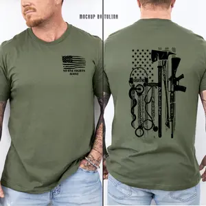 No One Fights Alone T-Shirt – Graphic American Flag Tee Honoring First Responders & Veterans – Unisex Patriotic Style for Everyday Wear