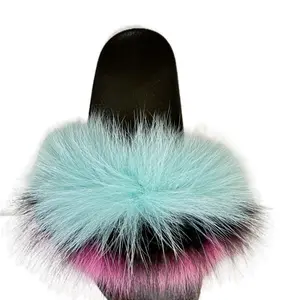 Faux Fur Slides, Furry Slippers for Women Fuzzy Fluffy Muiti colors Sandals Shoes
