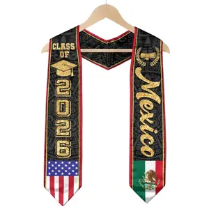 [HOT] Mexican Graduation Stole 2026,V Shape National Country Flag Stole, Mexico Flag Graduation Sash Class of 2026