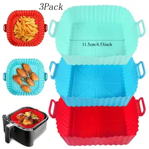 3 Pack 4.5 Inch Food Grade Silicone Air Fryer Liners - Reusable Non-Stick Baking Basket Accessories, Heat-Resistant, Eco-Friendly Replacement for Disposable Parchment Paper,Airfryer Essentials