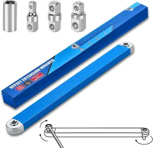 Auto Repair Tools Professional Locking Extension Wrench Set with 3 Adapters 1/2" 3/8" 1/4" Drive for Tight Spaces. Heavy Duty Steel Offset Extension Wrench, Tight Reach Extension Wrench Set angle grinder holder