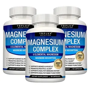 3 Bottles of Nutrition Magnesium Complex 8 ElementalSources Men Women Bone Muscle Sleep ImmuneSupport Nature Decent Fitness Dietary SupplementMalate Taurate Chelated for Easy Absorption for BonesMuscle Recovery Energy 1000mg 90 Capsules