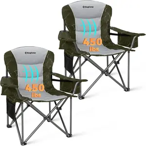 KingCamp Oversized Camping Folding Chair, Heavy Duty 450 LBS  Lumbar Support, Padded seat  Cup Holder&Cooler Bag, Ideal for Camp, Fishing, Sports Event, Backyard, Patio, Lawn Adjustable Cot with Mattress Swivel Headrest Enhancer Weighing Function