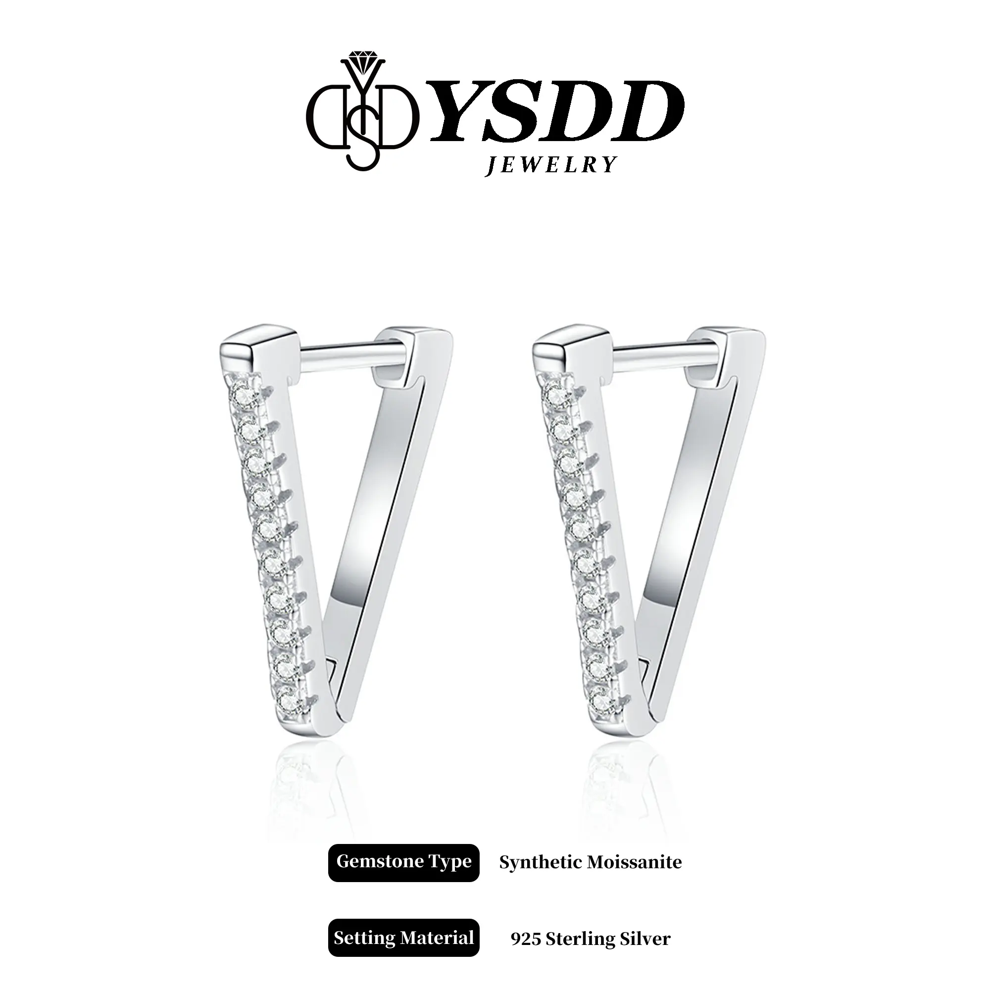 【8.8 TAKE ME HOME】Fashion V Huggie vvs Synthetic Moissanite Earrings in 925 Sterling Silver