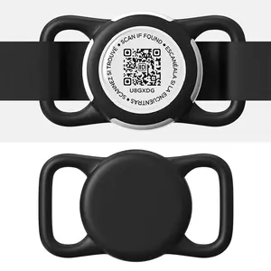 Waterproof AirTag Holder for Dog Collar with QR code Tag, Soft Protective Lightweight Air tag Case for Dog & Cat Collars harness