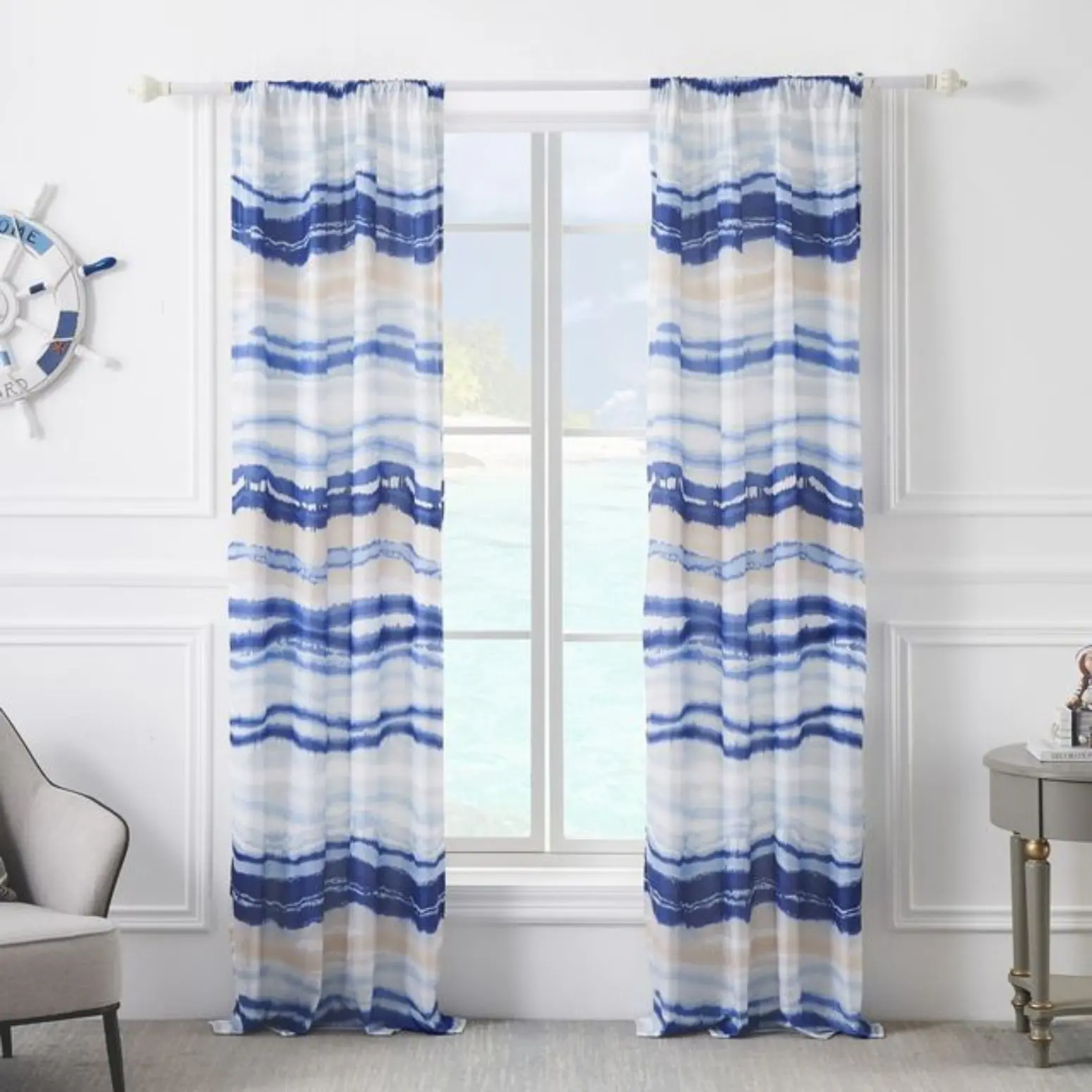 Greenland Home Fashions  Crystal Cove GL-1801CWP Window Curtain Panel Pair, 42x84Inch