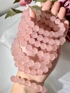Natural Rose Quartz Bracelet, Beaded Bracelets, 6mm/8mm Elastic Stretch Beads, Bohemian Jewelry Gift for Valentine's & Christmas, Enhances Love & Harmony