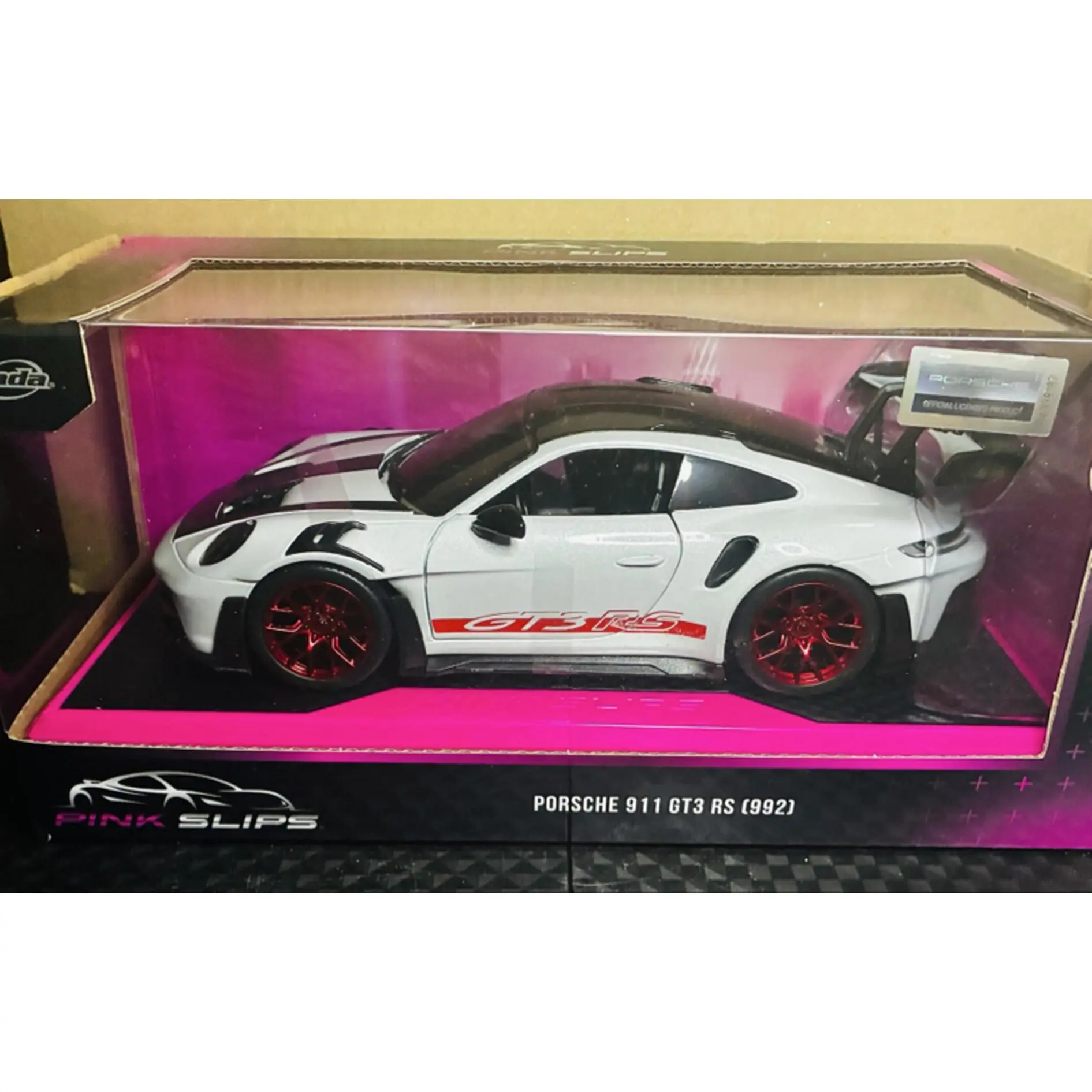 Porsche 911 GT3 RS (1992) Model Car - White with Red Accents - Pink Slips Brand - Detailed Replica for Collectors