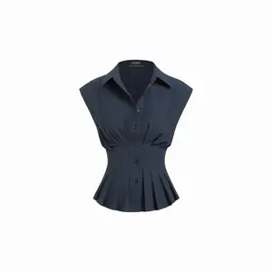 Cider Linen-blend Pleated Button Blouse SwimWeek
