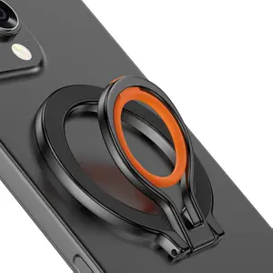 Magnetic Phone Grip Holder for MagSafe Ring Stand Holder Adjustable Kickstand for iPhone 16 Pro Max Plus 15 14 13 12, MagSafe Finger Loop Stand with Silicone Finger Strap, Wireless Charging Compatible