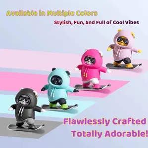 Cute Sliding Skateboard Bear Car Dashboard Decoration – Creative Cartoon Car Interior Ornament, Moving Bear Figurine for Center Console, Auto Accessories for Cute Car Decor