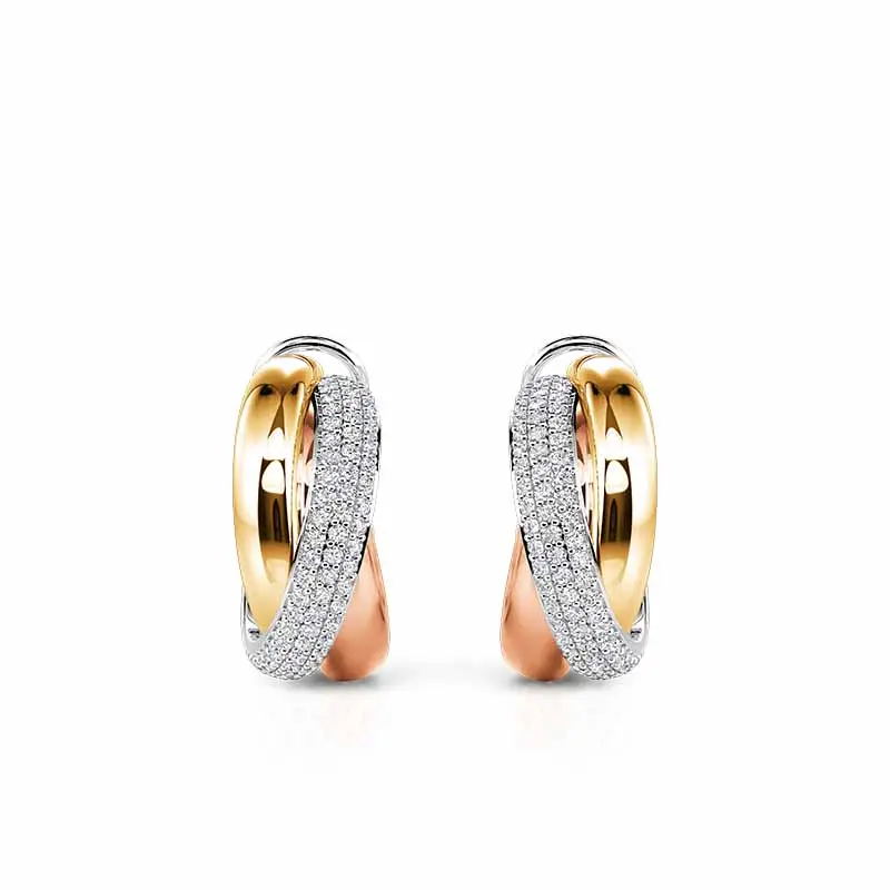 Jeulia Tri Color Hoop Earrings with Gemstones Sterling Silver