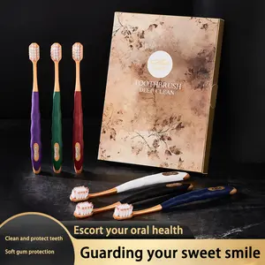 [Gift box of 6 pieces] Morandi color matching, high-end soft bristle toothbrush, adult household toothbrush with about 10,000 bristle, wide head, soft and soft bristle toothbrush.