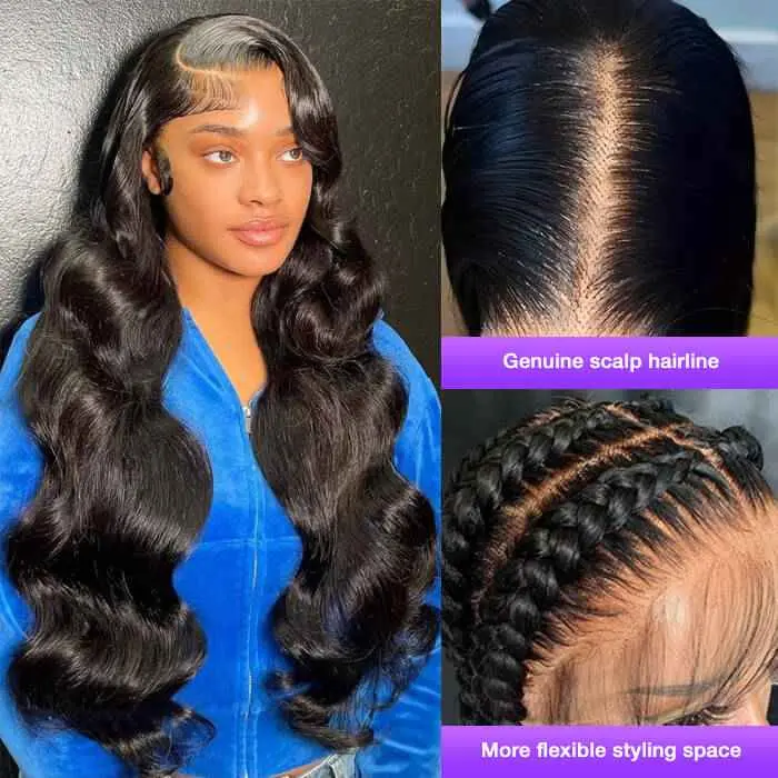 Unisex 13x4 Lace Front Natural Human Hair Wig, Body Wave, Natural Color, Pre-Plucked Line, High-Density Hair Extension, Unisex Wear, Anti-Tangle, Everyday Use, Multi-Size