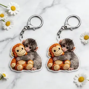 2-Pack Funny Punching Monkey Keychains - Stress Relief Action Plushie, Interactive Boxing Monkey Toy, Quirky Backpack Accessory, Hilarious Gift for Besties