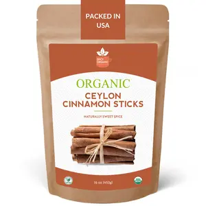 SPICY ORGANIC Ceylon Cinnamon Sticks 16 OZ. – True Cinnamon Quills from Sri Lanka, 3.5" Premium Ceylon Cinnamon, USDA Certified Organic, Perfect for Recipes, Crafts & Holiday Drinks – Cinnamomum Verum