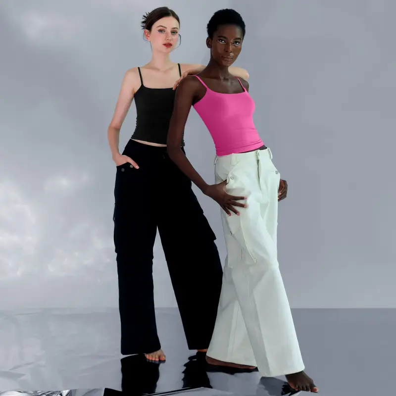 PUMIEY Spaghetti Strap Tank Top, Double Layer Not See-Through Cami, Buttery Soft Stretchy Top, Minimal Chic Essential summerwins