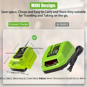 Mini Charger for Greenworks 40V Battery, 1/2 Size of Original, Compatible with G-MAX 40V Battery 29462, 29472 and for Greenworks Other 40V Battery (Excluding the battery)