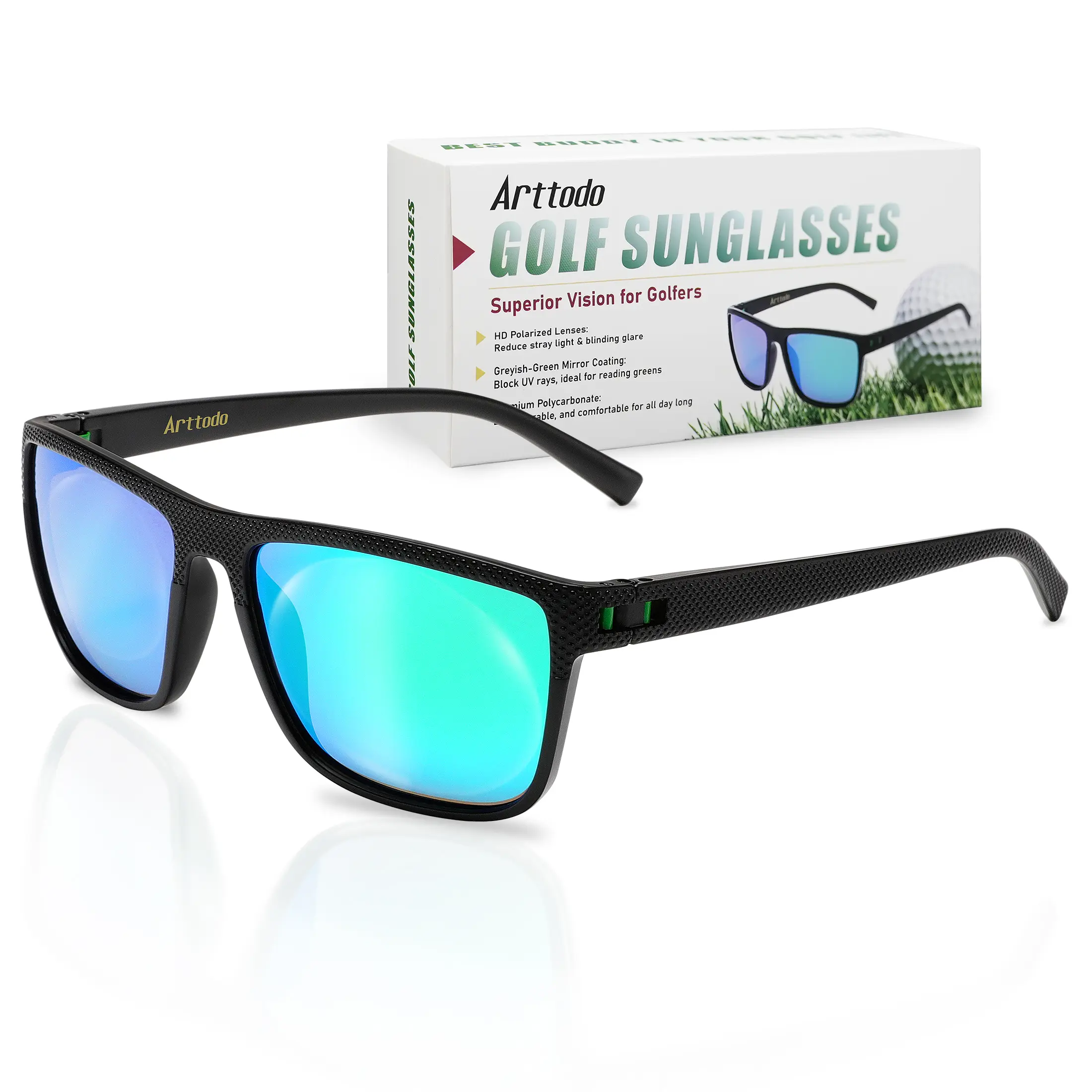 Arttodo UV Polarized Golf Sunglasses for Men, Lightweight Sunglasses with UV Protection for Golfer, Golf Accessories for Man, Golf Gift For Him