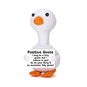 Positive Goose Handmade Crochet Plush | Inspirational "I Believe In You" Soft Huggable Cuddly Gift | Cute & Motivational Desk Buddy | Unique Encouragement Present for Friends, Students, Coworkers | Cuddly Stuffed Animal