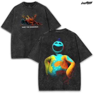 Poppy Playtime Doey the Doughman Heavy Cotton Washed Tee with Creepy Mascot Back Art | Oversized Horror Drop