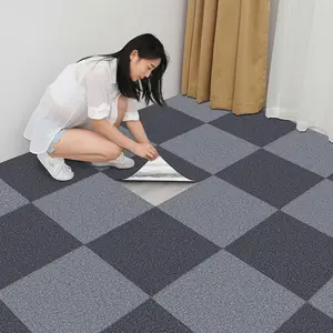 20pcs detachable carpet tiles, soft and anti-slip adhesive floor tiles, DIY can be cut into square reusable carpet blocks, suitable for living rooms and bedrooms, Checkered Rug