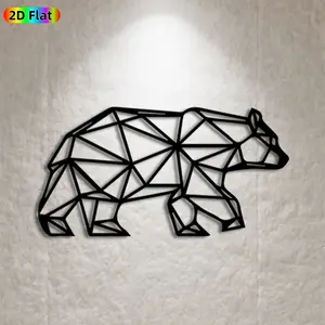 1pc Geometric Bear Metal Wall Art, Sleek Geometric Bear Statue Mural, Ideal Gift for New Year, Christmas, Wildlife Decor Enthusiasts, Weather-Resistant Metal Wall Decor Wall Sculptures, Perfect for Outdoor Fence & Indoor Wall Bear Art Enthusiasts
