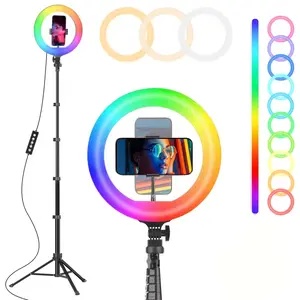 10" Ring Light Vlogging Kit with 17-74" Extended Tripod Stand & Phone Holder, Video Light for YouTube, Makeup, Selfie Photography Compatible with iPhone Android Smartphone, Cellphone Accessories for Streaming#valentine's#Spring Break