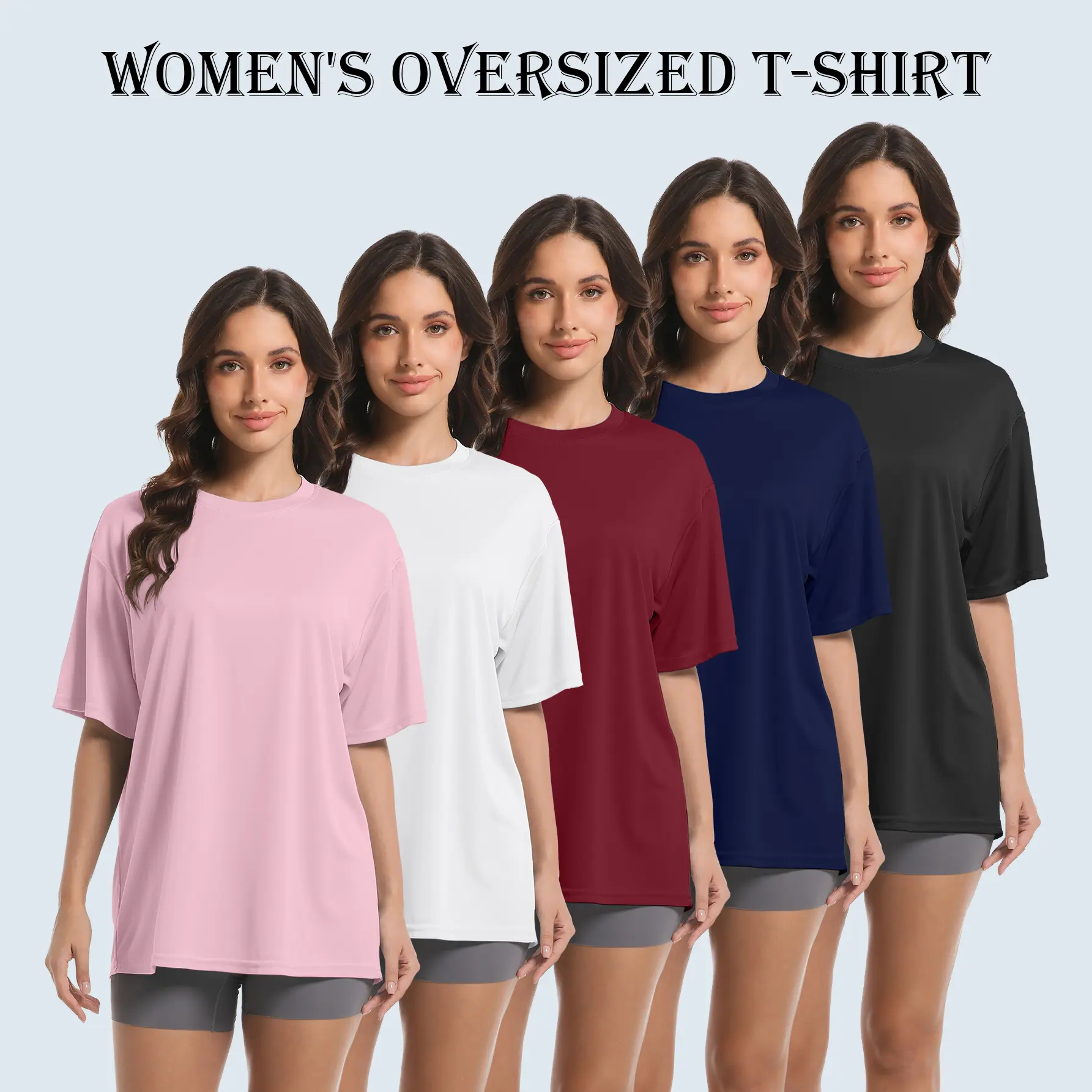 Women's Workout T-Shirts 5-Pack - Oversized Baggy Short Sleeve Quick-Dry Athletic Tops, Breathable Activewear for Gym, Running & Casual Summer, Multi-Color Energetic Style