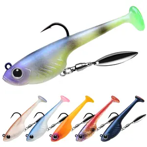 TRUSCEND Pre-Rigged Tadpole Soft Fishing Lures Set with Under Spinner Ultra-Sharp Hooks 3D Lifelike Eyes for Bass Trout Walleye Crappie Fishing Equipment - Fishinglure tiktokshopspringglowup